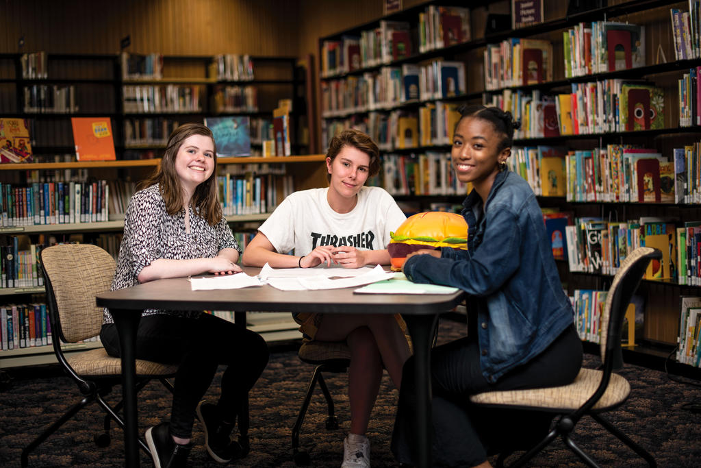Student studying in the library