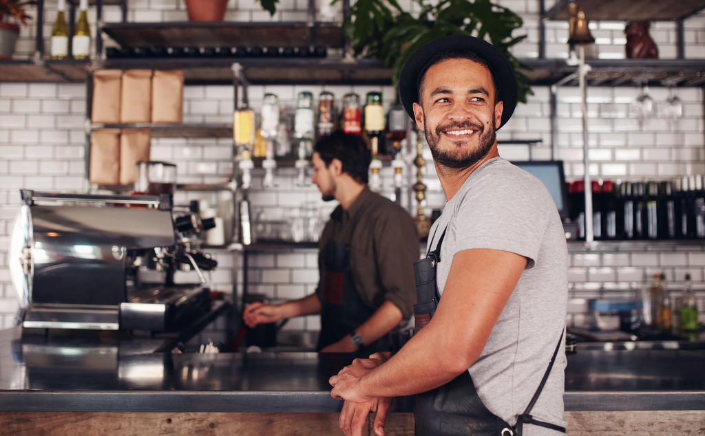 Business owner working in their cafe