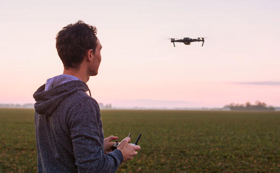 Man flying a drone